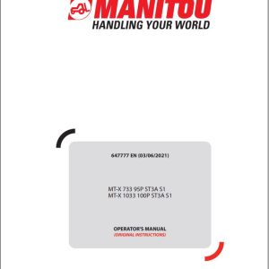 Manitou MT X73395PST3AS1 MT X1033ST100PST3AS1 Operators Manual 647777