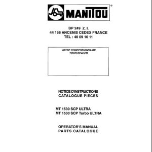 Manitou MT1530SCP Ultra MT1530SCP Turbo Ultra Operator Parts Manual 547007