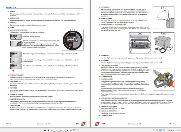 Manitou Pallet Truck EP22Mac Operators Manual 647345 DK 1
