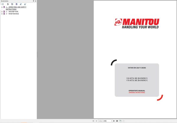 Manitou Platform 150AETJ BIE L170AETJL BIE Operators Manual 547393