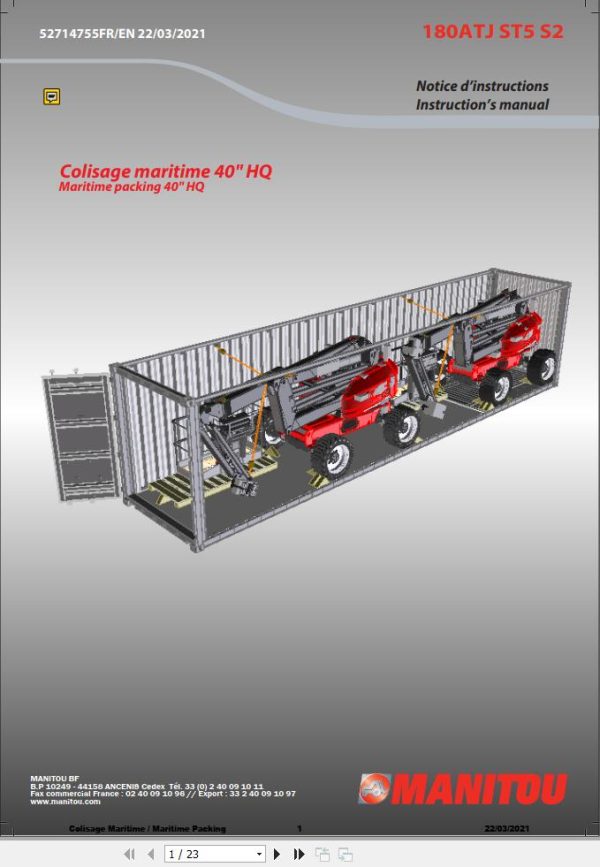 Manitou Platform 180ATJ ST5 S2 Instructions Manual 52714755 FR EN