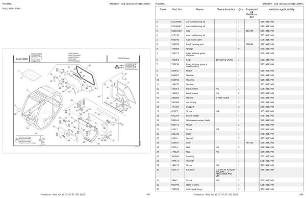 Manitou Telehandler MLT 634 Series to MLT 741 Series Parts Catalog 647426 1