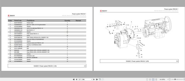 Sany Container Reach Stacker RSC45C Parts Book 10RS45010124 EN 2
