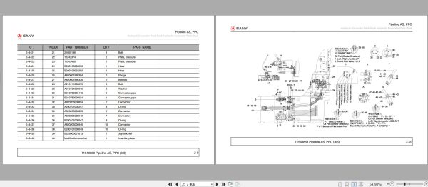 Sany Crawler Excavator SY215C Parts Book 12SY0216I5718 EN 2