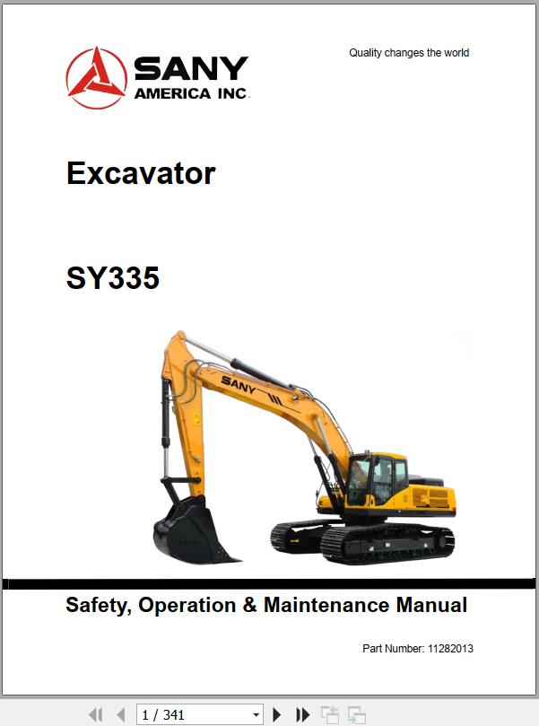 Sany Crawler Excavator SY335 Operation and Maintenance Manual 11282013 EN 1