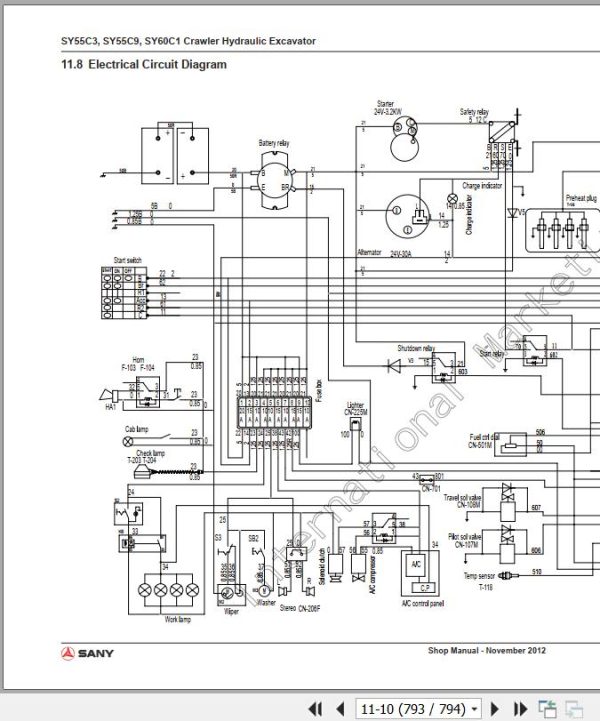 Sany Crawler Excavator SY55C3 SY55C9 SY60C1 Shop Manual and Diagrams EN 3