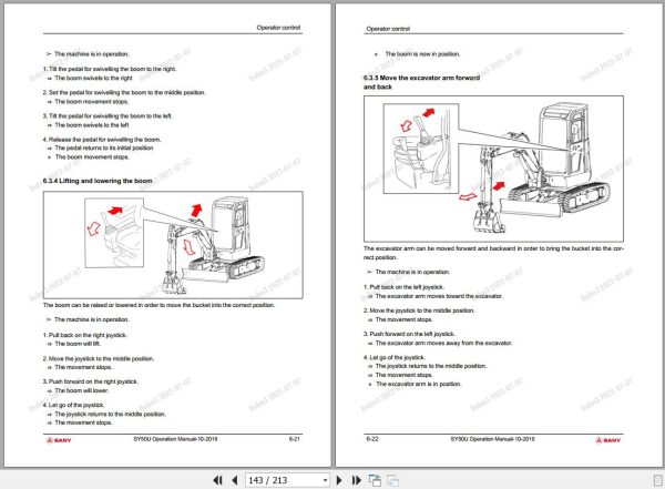 Sany Crawler Hydraulic Excavator SY50C Operation Manual EN 1