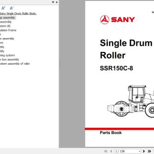 Sany Drum Roller SSR150C 8 Parts Book YZ1115CB1102 EN