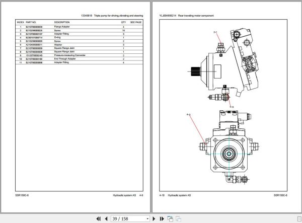Sany Drum Roller SSR150C 8 Parts Book YZ1115CB1102 EN 1