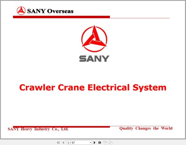Sany Electrical System Electrical System Technical Training EN 1