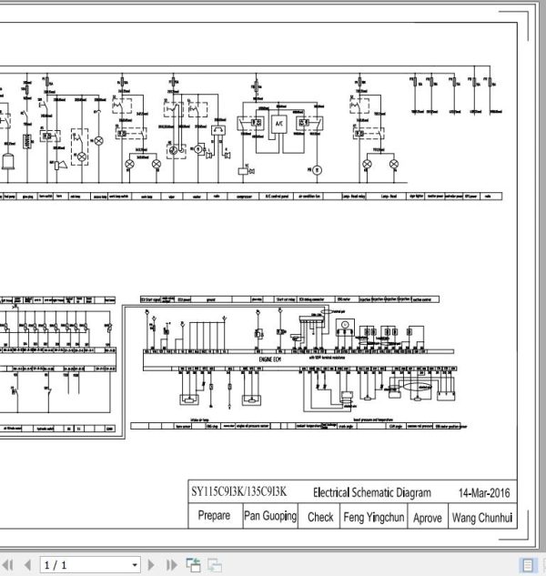 Sany Excavator SY115C SY135C Electrical and Hydraulic Schematic EN