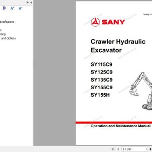 Sany Excavator SY115C9 SY125C9 SY135C9 SY155C9 SY155H Operation and Maintenance Manual EN