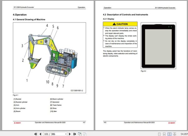 Sany Excavator SY1250H Operation and Maintenance Manual EN 1