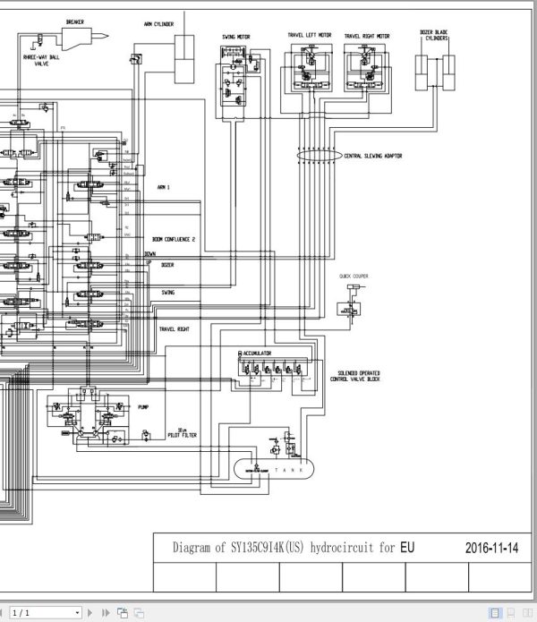 Sany Excavator SY135C Electrical and Hydraulic Circuit Diagram EN 1