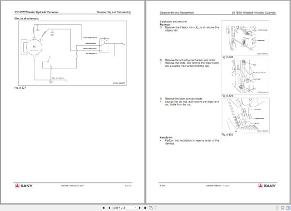 Sany Excavator SY155W Maintenance Manual and Schematic EN 2