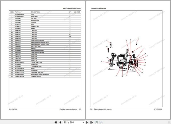 Sany Excavator SY155W Parts Book SY0151CC01858 EN 1