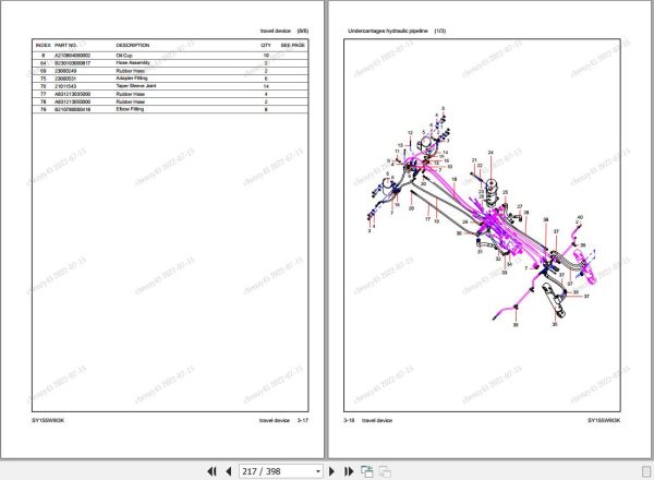 Sany Excavator SY155W Parts Book SY0151CC01858 EN 2