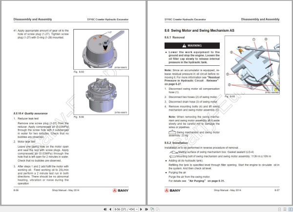 Sany Excavator SY16C Shop Manual EN 2
