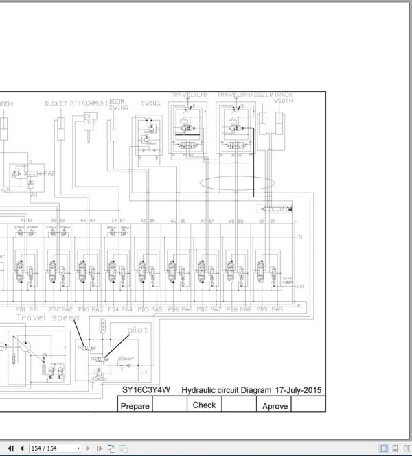 Sany Excavator SY18 Hydraulic Ciruit Diagram Maintenance Manual 500971 DE 3