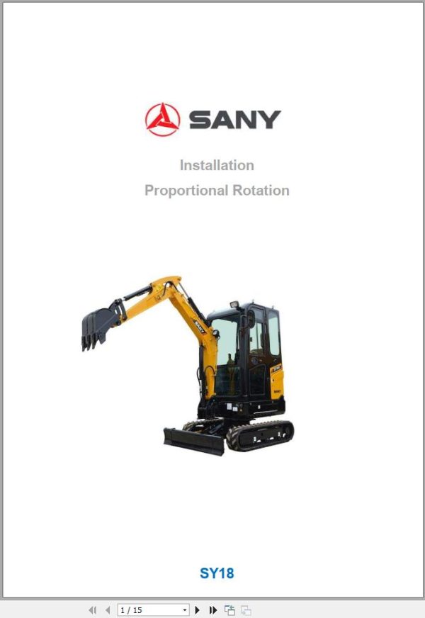 Sany Excavator SY18 Installation Proportional Rotation EN 1