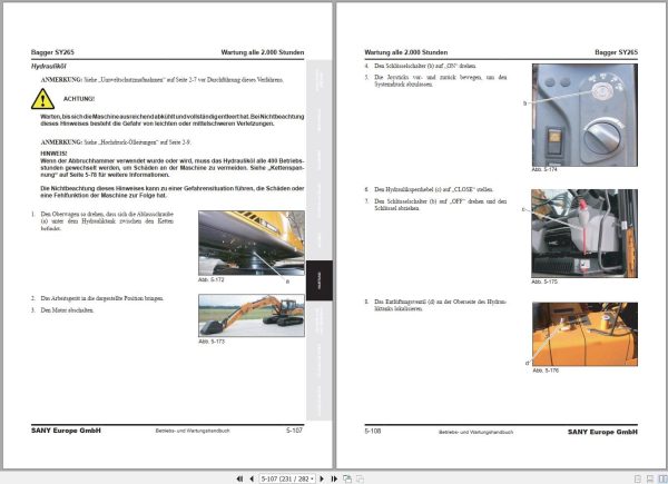 Sany Excavator SY265C SY265LC Operation and Maintenance Manual 501074 EN 3