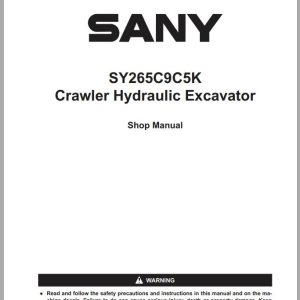 Sany Excavator SY265C Shop Manual EN 1