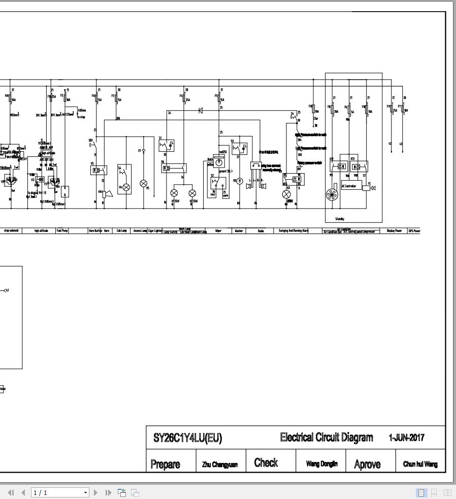 Sany Excavator SY26C Electrical and Hydraulic Circuit Diagram EN 1