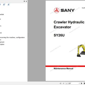 Sany Excavator SY26U Maintenance Manual and Diagram EN
