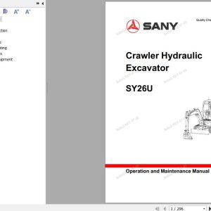 Sany Excavator SY26U Operation and Maintenance Manual EN