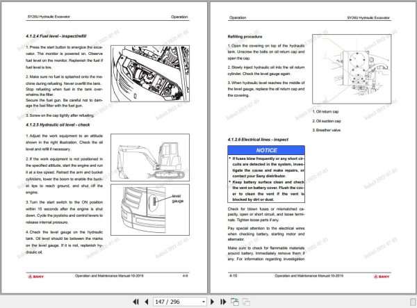 Sany Excavator SY26U Operation and Maintenance Manual EN 1