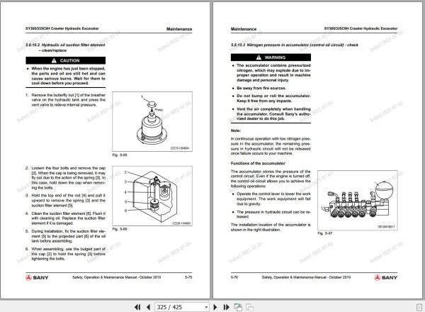 Sany Excavator SY305C9H SY335C9H Operation and Maintenance Manual EN 2