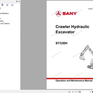 Sany Excavator SY330H Operation and Maintenance Manual EN