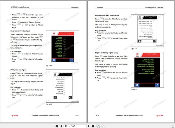 Sany Excavator SY330H Operation and Maintenance Manual EN 1