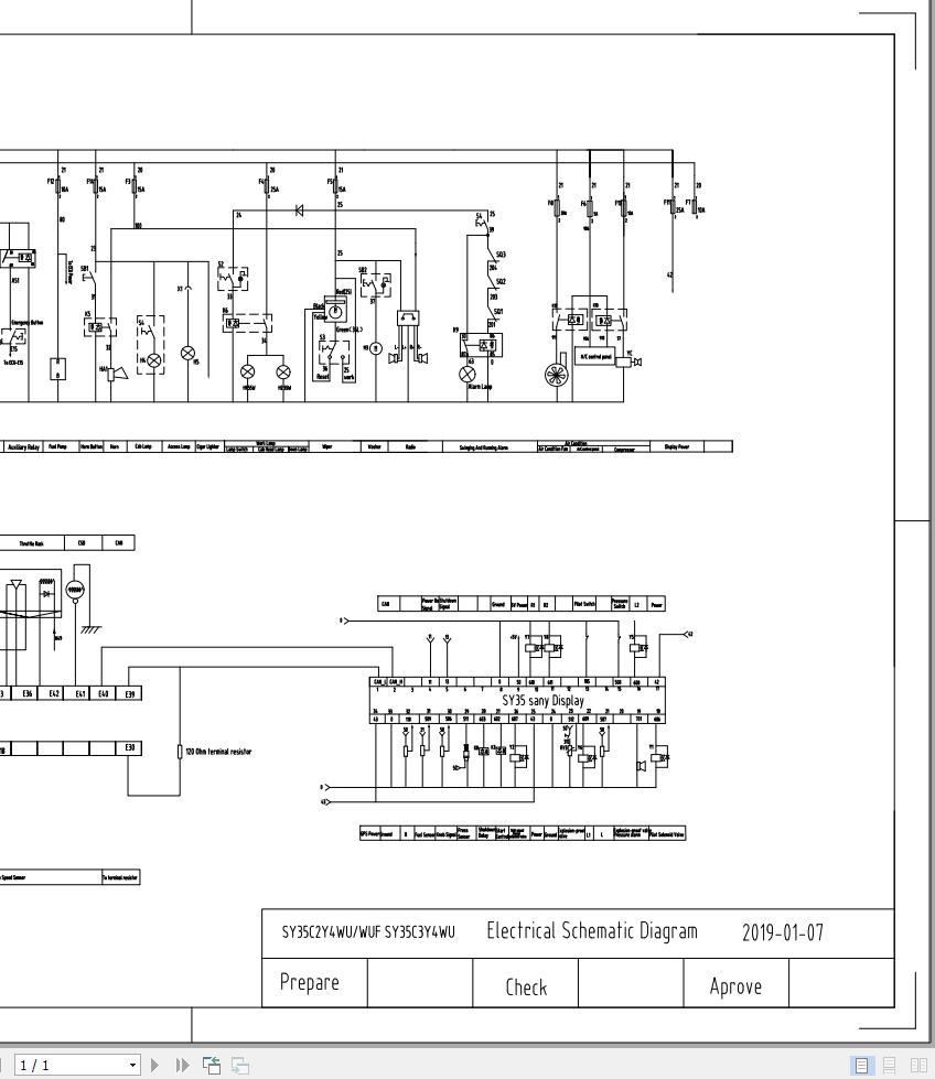 Sany Excavator SY35C Electrical and Hydraulic Circuit Diagram EN ZH 1