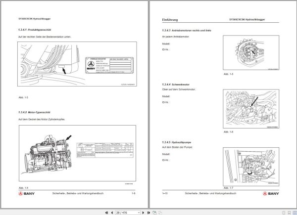 Sany Excavator SY365C Operation and Maintenance Manual DE 2