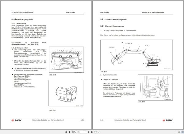 Sany Excavator SY365C Operation and Maintenance Manual DE 3