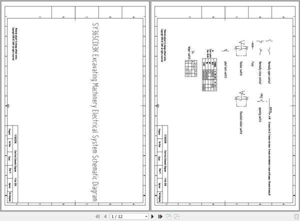 Sany Excavator SY365CDI3K Electrical and Hydraulic Schematic EN