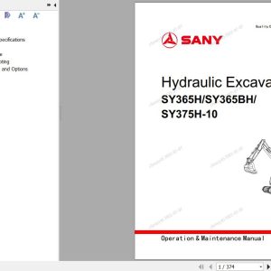 Sany Excavator SY365H 10 SY365BH 10 SY375H 10 Operation and Maintenance Manual EN