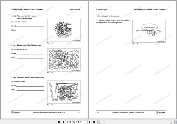 Sany Excavator SY365H SY385H Operation and Maintenance Manual EN 1
