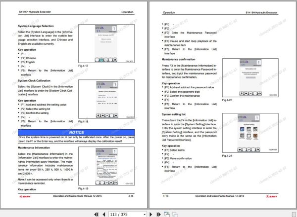Sany Excavator SY415H Operation and Maintenance Manual EN 1