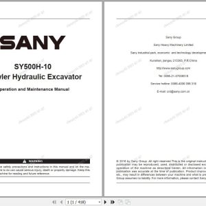 Sany Excavator SY500H 10 Operation and Maintenance Manual EN