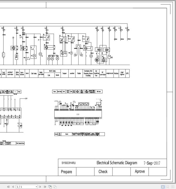 Sany Excavator SY50C Electrical and Hydraulic Circuit Diagram EN 1
