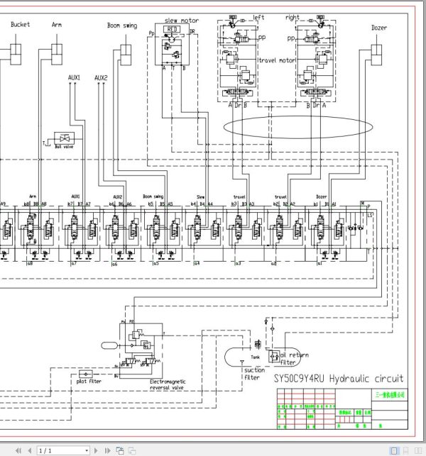 Sany Excavator SY50C Electrical and Hydraulic Circuit Diagram EN 2