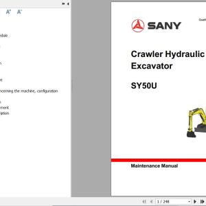 Sany Excavator SY50U Maintenance Manual and Diagram EN