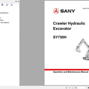 Sany Excavator SY750H Operation and Maintenance Manual EN