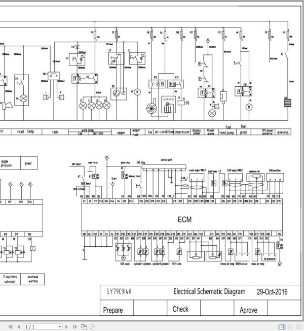 Sany Excavator SY75C Electrical and Hydraulic Schematic Diagram EN 1