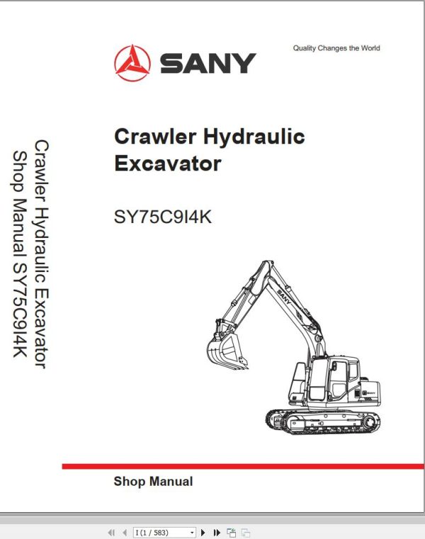 Sany Excavator SY75C Shop Manual EN 1