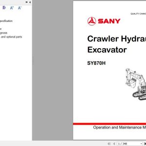 Sany Excavator SY870H Operation and Maintenance Manual EN
