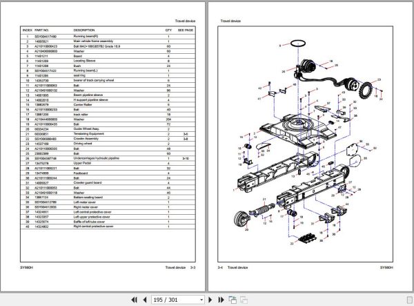 Sany Excavator SY980H Parts Book SY0952CB00388 EN 1