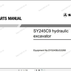 Sany Hydraulic Excavator SY245C9 Parts Manual SY0245BJG3268 EN